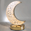 Lámpara de Mesa LED Luna Creciente de Cristal y Base Dorada - Luz Nocturna Decorativa y Romántica