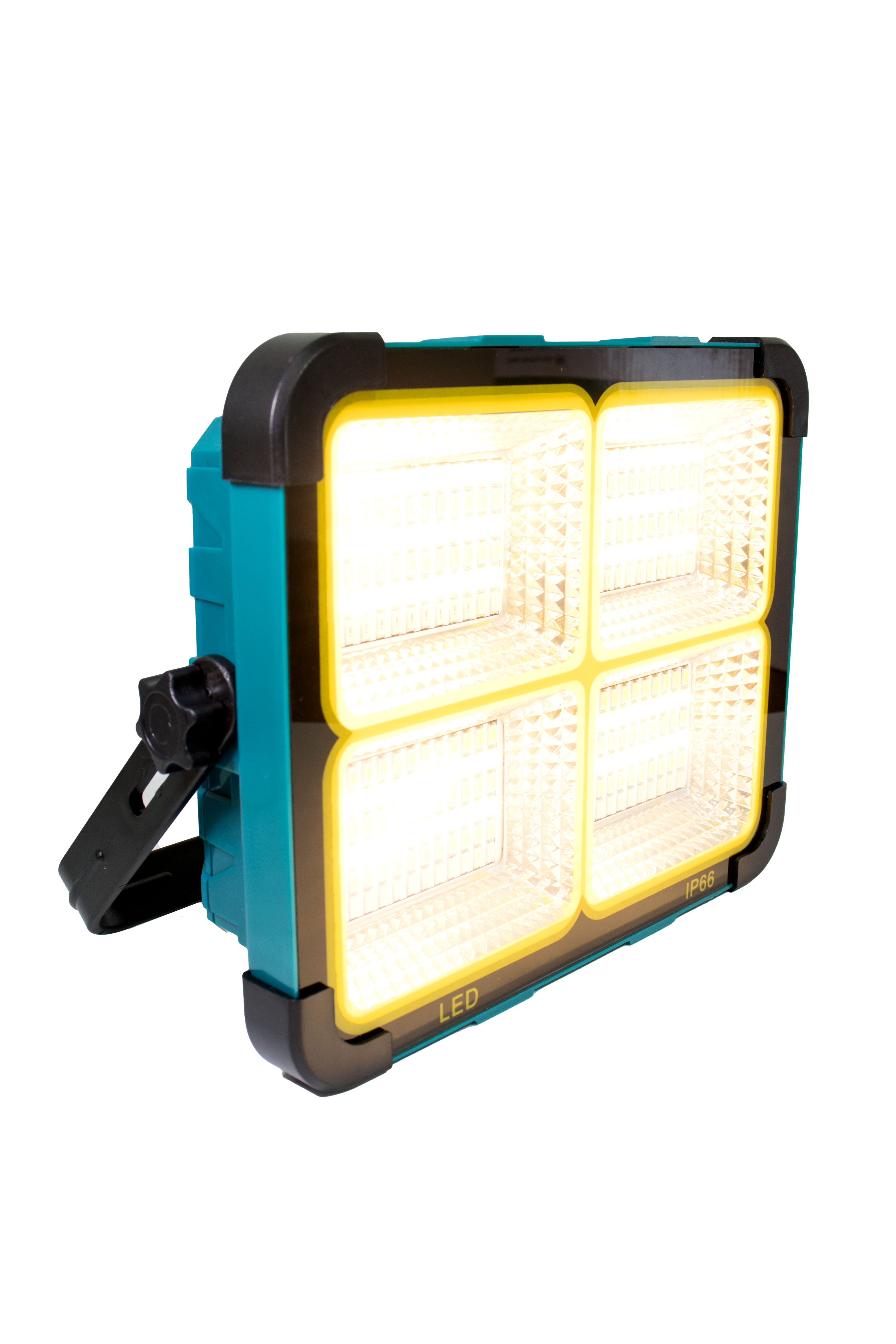 Foco LED de Trabajo Portátil con Doble Panel Solar y Batería Recargable - Iluminación Potente y Opciones de Carga Versátiles