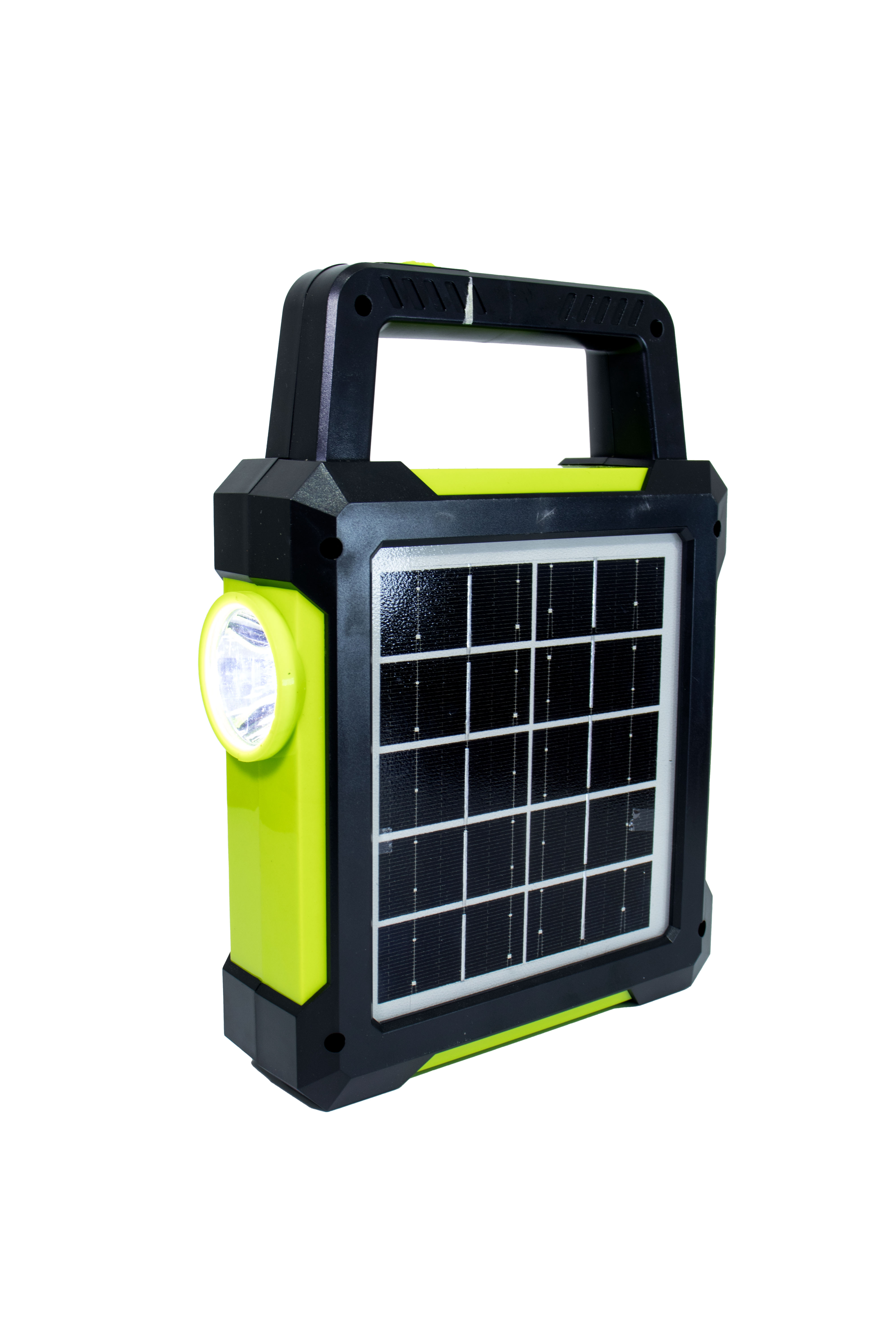 Lámpara Solar LED Portátil Recargable con Panel y Linterna Lateral Integrada