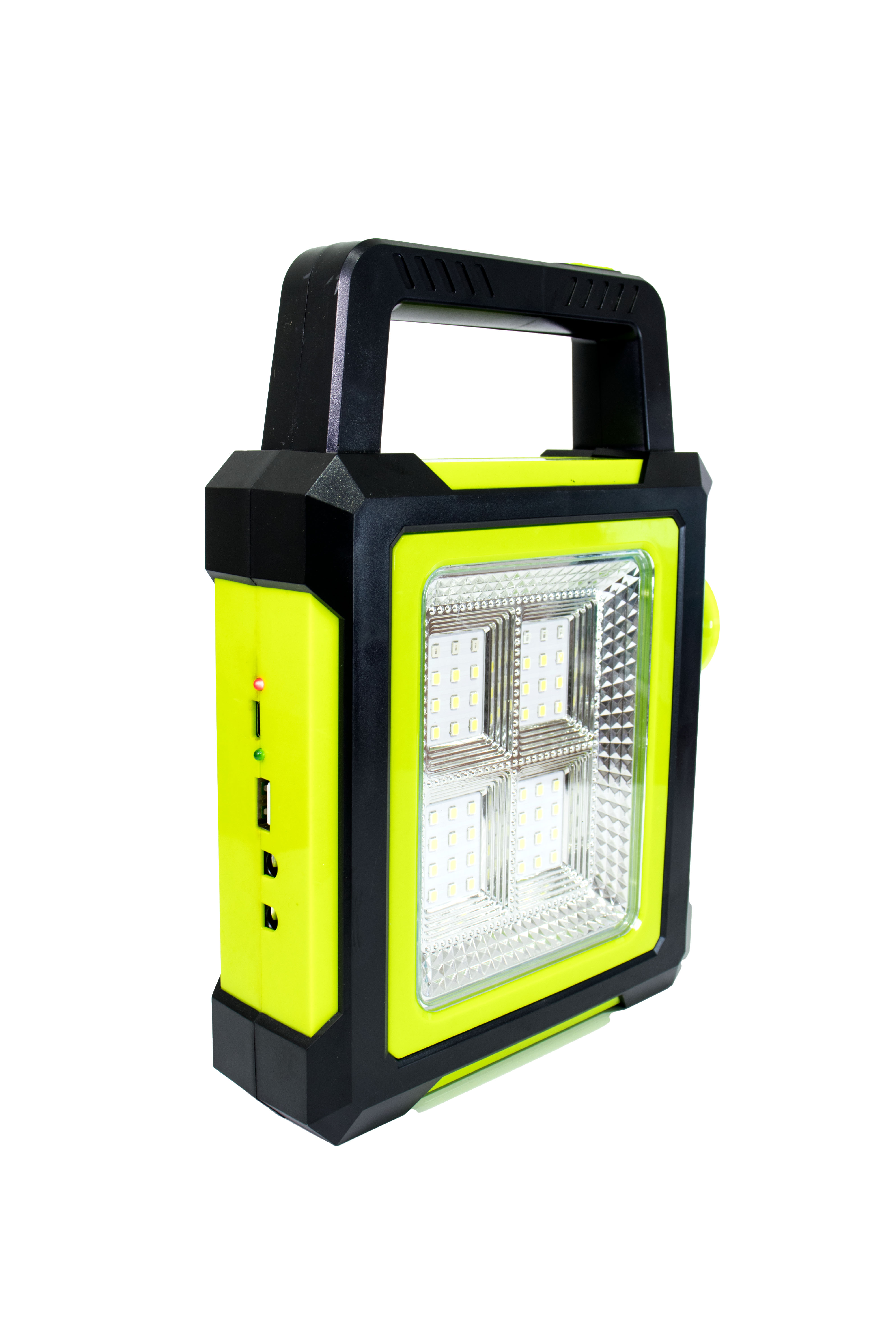 Lámpara Solar LED Portátil Recargable con Panel y Linterna Lateral Integrada