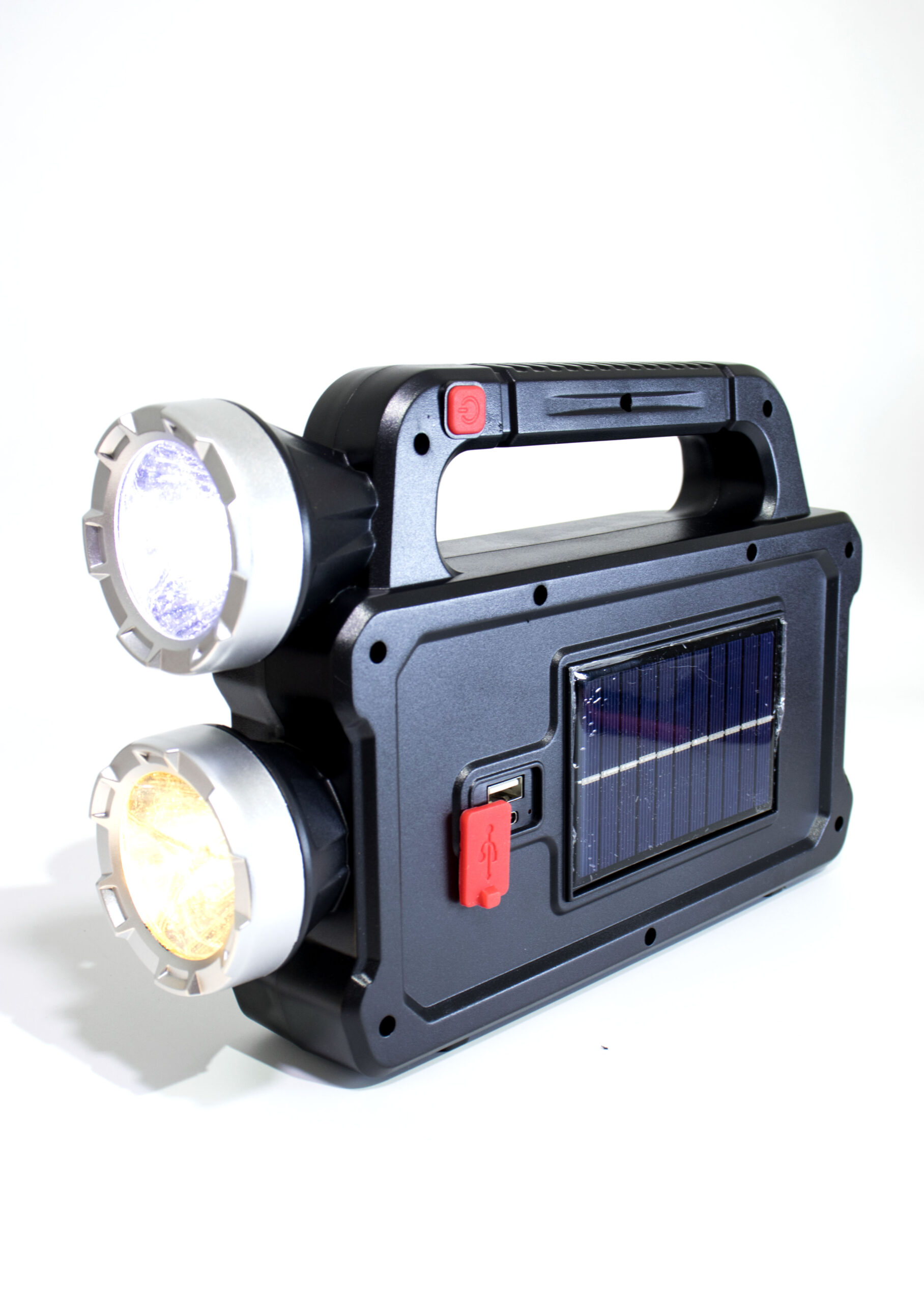 Linterna de Búsqueda LED Solar Multifuncional con 2 Focos, Luz Lateral y COB Recargable - Alta Potencia para Exteriores y Emergencias